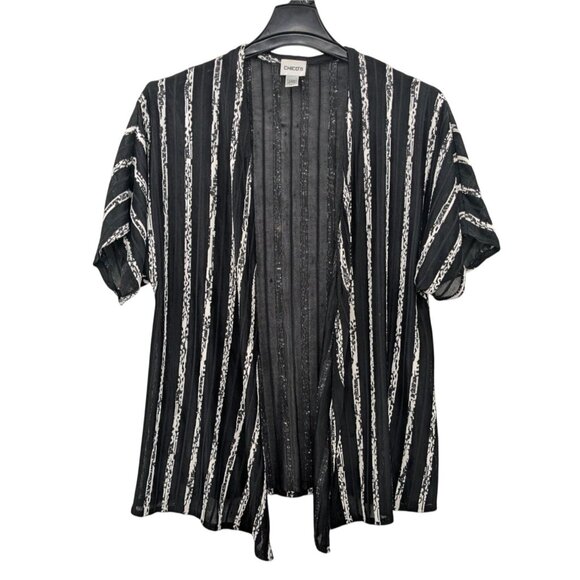 Vintage Sheer Striped Open Front Cardigan Size M Y2K Minimalist Lightweight Boho - Picture 1 of 10